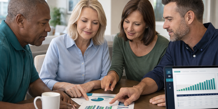 HOA board reviewing reserve study reports