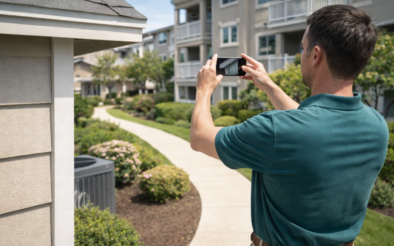 Site inspection tracking with photos and condition ratings