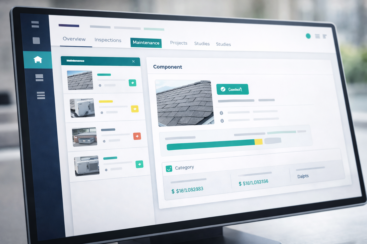 Component inventory with categories, conditions, and cost tracking